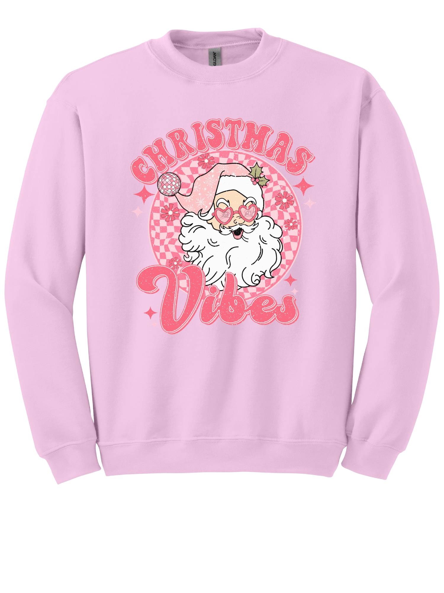 Christmas Vibes Pink Santa Sweater   Ink Craft Customs